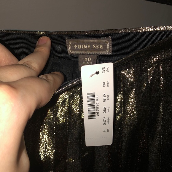 NWT J.Crew Point Sur Pleated Metallic - Midi Skirt - Picture 3 of 5